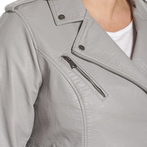 Levi's Grey Faux Leather Moto Jacket Size 1x - Picture 5 of 14